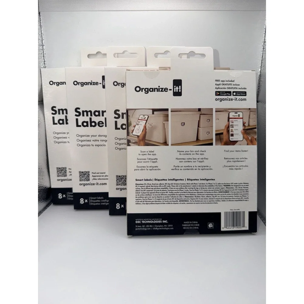 32 Smart Storage Tags (4 Packsx8 Labels Each) Organize-It Intelligent Tags Smart